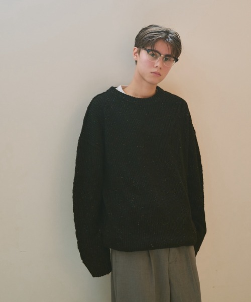 BROKEN BASE（ブロークンベース）の「ドローコードカラーネップインサイドアウトニット（ニット/セーター・メンズ・ネイビー/ブラック系/ブラウン系/カーキ/チャコールグレー/ブルー/ベージュ・SMALL/MEDIUM/LARGE）」の10枚目の写真