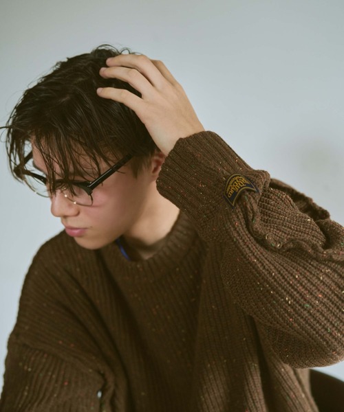 BROKEN BASE（ブロークンベース）の「ドローコードカラーネップインサイドアウトニット（ニット/セーター・メンズ・ネイビー/ブラック系/ブラウン系/カーキ/チャコールグレー/ブルー/ベージュ・SMALL/MEDIUM/LARGE）」の18枚目の写真