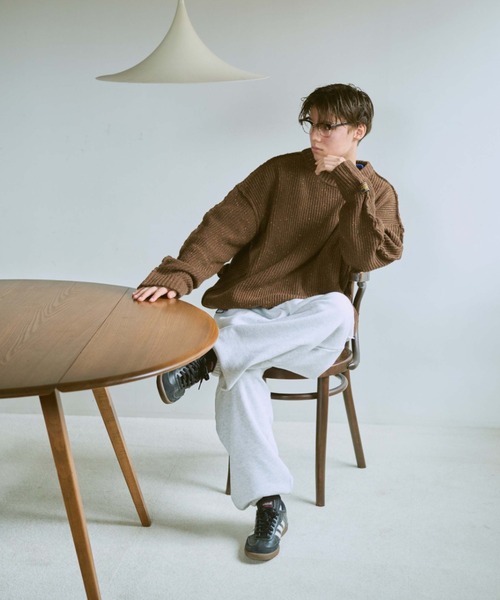 BROKEN BASE（ブロークンベース）の「ドローコードカラーネップインサイドアウトニット（ニット/セーター・メンズ・ネイビー/ブラック系/ブラウン系/カーキ/チャコールグレー/ブルー/ベージュ・SMALL/MEDIUM/LARGE）」の21枚目の写真