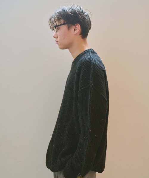 BROKEN BASE（ブロークンベース）の「ドローコードカラーネップインサイドアウトニット（ニット/セーター・メンズ・ネイビー/ブラック系/ブラウン系/カーキ/チャコールグレー/ブルー/ベージュ・SMALL/MEDIUM/LARGE）」の13枚目の写真