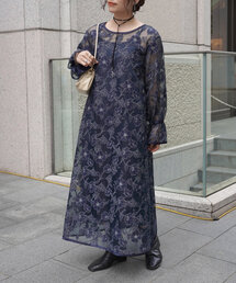 ＣＰＣＭ 【新品】フォーマル　ワンピース ブラックフォーマル 衿レースワンピース ゆったりサイズ