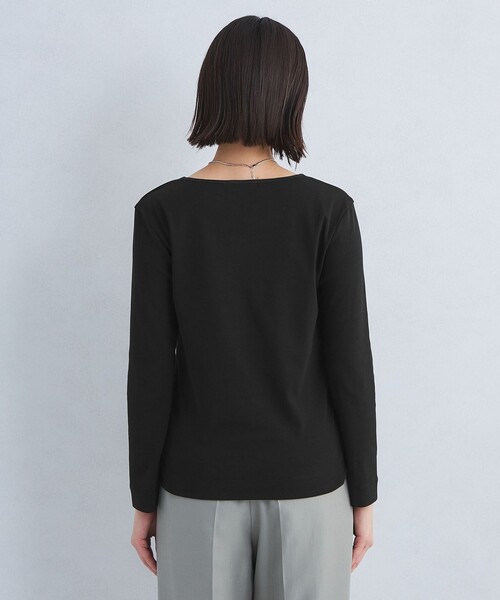 green label relaxing（グリーンレーベルリラクシング）の「ベーシック フライス Vネック プルオーバー カットソー（Tシャツ/カットソー・レディース・オフホワイト/ブラック・FREE）」の9枚目の写真