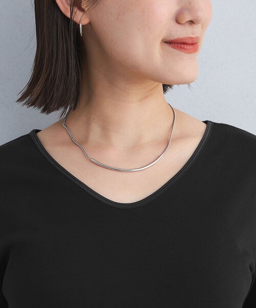 green label relaxing（グリーンレーベルリラクシング）の「ベーシック フライス Vネック プルオーバー カットソー（Tシャツ/カットソー・レディース・オフホワイト/ブラック・FREE）」の10枚目の写真