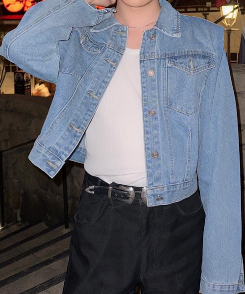 Otte(オッテ)の「クロップドデニムジャケット(デニムジャケット・メンズ・ブルー・LARGE/MEDIUM)」の1枚目の写真