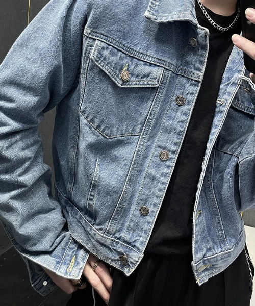 Otte(オッテ)の「クロップドデニムジャケット(デニムジャケット・メンズ・ブルー・LARGE/MEDIUM)」の7枚目の写真