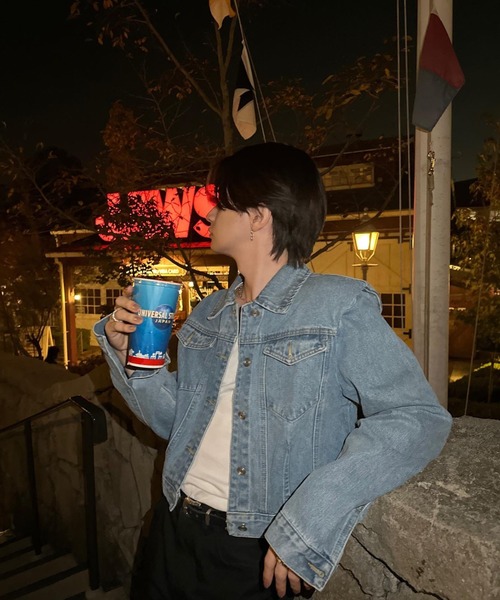 Otte(オッテ)の「クロップドデニムジャケット(デニムジャケット・メンズ・ブルー・LARGE/MEDIUM)」の4枚目の写真