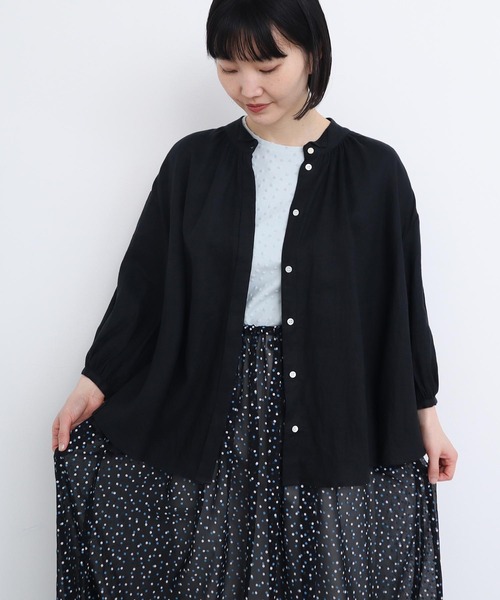 l'atelier du savon(アトリエドサボン)の「麻ウイングカラーブラウス(シャツ/ブラウス・レディース・ピンク/グリーン/チェック/ブラック・FREE)」の6枚目の写真