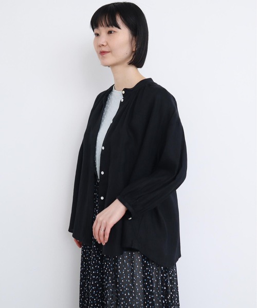 l'atelier du savon(アトリエドサボン)の「麻ウイングカラーブラウス(シャツ/ブラウス・レディース・ピンク/グリーン/チェック/ブラック・FREE)」の7枚目の写真