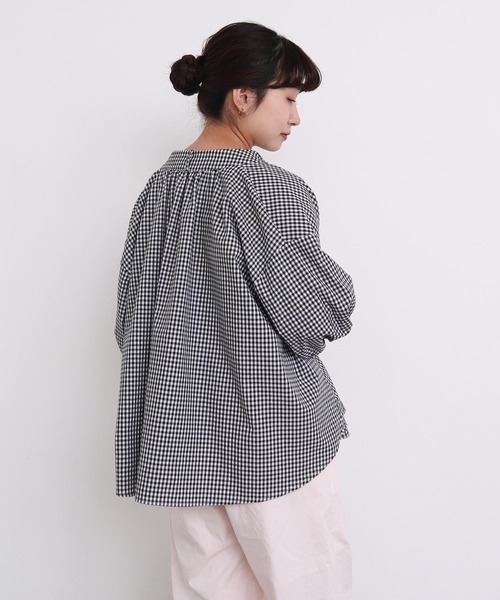 l'atelier du savon(アトリエドサボン)の「麻ウイングカラーブラウス(シャツ/ブラウス・レディース・ピンク/グリーン/チェック/ブラック・FREE)」の19枚目の写真