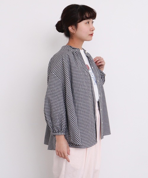 l'atelier du savon(アトリエドサボン)の「麻ウイングカラーブラウス(シャツ/ブラウス・レディース・ピンク/グリーン/チェック/ブラック・FREE)」の20枚目の写真
