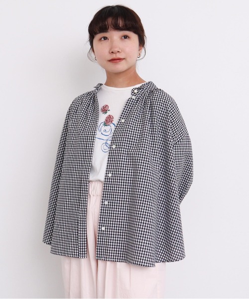 l'atelier du savon　多色ウィンドウチェック ブラウス　イエロー l´atelier du savon 多色ウィンドウチェック ブラウス イエロー