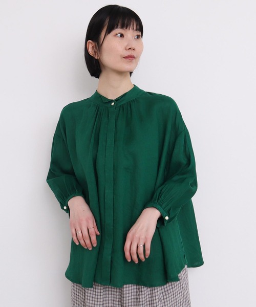 l'atelier du savon(アトリエドサボン)の「麻ウイングカラーブラウス(シャツ/ブラウス・レディース・ピンク/グリーン/チェック/ブラック・FREE)」の12枚目の写真