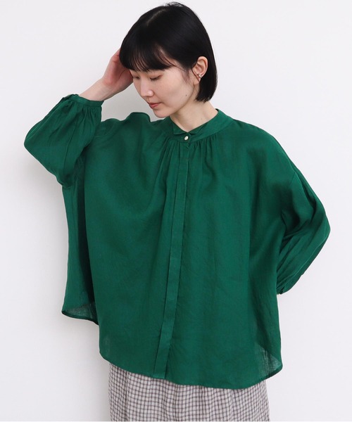 l'atelier du savon(アトリエドサボン)の「麻ウイングカラーブラウス(シャツ/ブラウス・レディース・ピンク/グリーン/チェック/ブラック・FREE)」の15枚目の写真