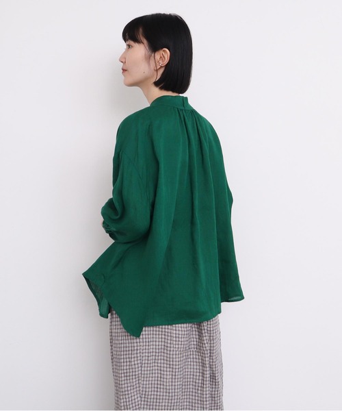 l'atelier du savon(アトリエドサボン)の「麻ウイングカラーブラウス(シャツ/ブラウス・レディース・ピンク/グリーン/チェック/ブラック・FREE)」の14枚目の写真