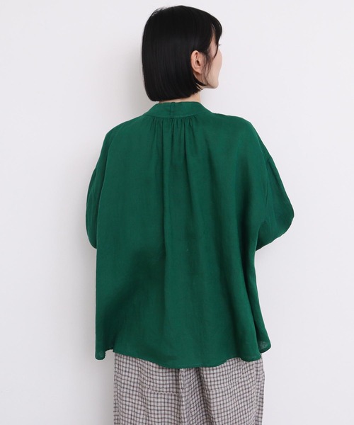 l'atelier du savon(アトリエドサボン)の「麻ウイングカラーブラウス(シャツ/ブラウス・レディース・ピンク/グリーン/チェック/ブラック・FREE)」の13枚目の写真