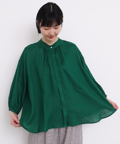 l'atelier du savon(アトリエドサボン)の「麻ウイングカラーブラウス(シャツ/ブラウス・レディース・ピンク/グリーン/チェック/ブラック・FREE)」の11枚目の写真