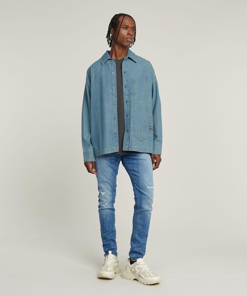 G-STAR（ジースター）の「REVEND FWD SKINNY JEANS/ヴィンテージライクストレッチスキニージーンズ（デニムパンツ・メンズ・ライトインディゴブルー・29/30/33/30/32/30/31/30/30/30/34/30/28/30/36/30/28/32/36/32/32/32/30/32/34/32/33/32/31/32）」の6枚目の写真