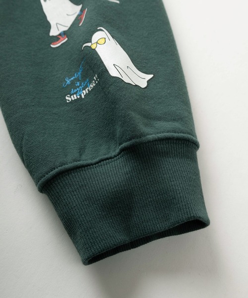 make a ray!（メイク ア レイ！）の「【85】おばけイラスト ワンポイント刺繍 & 袖プリント 裏起毛 ジップパーカー（パーカー・レディース・グリーン/チャコールグレー/ブラック/グレー/グレー系/グレー系1/グリーン系/ブラック系・M/L）」の22枚目の写真