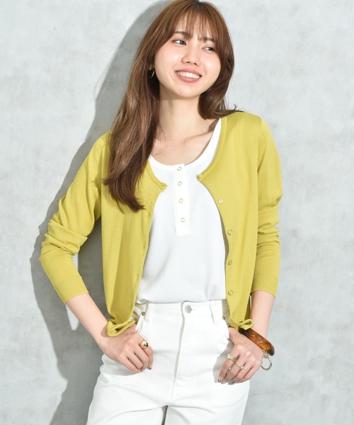 INTERPLANET（インタープラネット）の「【接触冷感・ＵＶ】クルーカーディガン（カーディガン/ボレロ・レディース・ブラック/イエロー/ブルー/グレー/オフホワイト・FREE）」の5枚目の写真