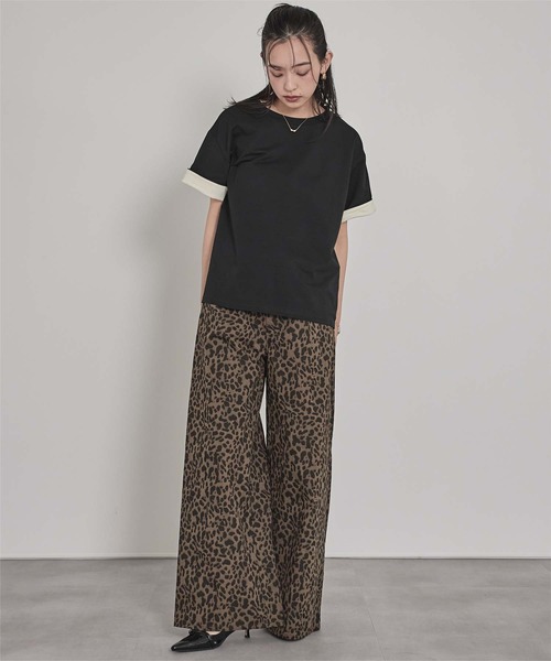 fashiru シルクタッチルーズパンツ レオパード fashiru シルクタッチルーズパンツ レオパード