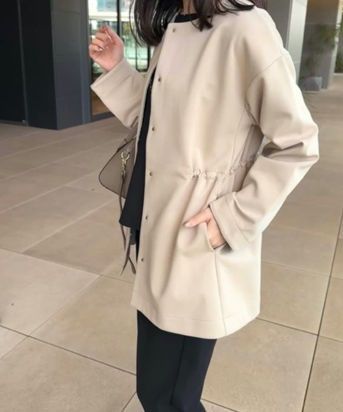 オケージョンにも◎】ダンボールノーカラーミドルコート Emma Taylor