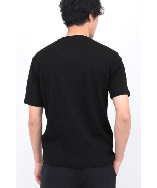 HIGH STREET（ハイストリート）の「HIGH STREET∴ウォールふくれジャカード半袖クルーネックカットソー（Tシャツ/カットソー・メンズ・ホワイト/ブラック・LL/L/M）」の13枚目の写真