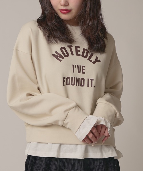 BLANK (ブランク)の「Layered Logo Sweat / 重ね着風ロゴスウェット 夏物 夏服(スウェット・レディース・ネイビー/グレー/ナチュラル・FREE)」の3枚目の写真