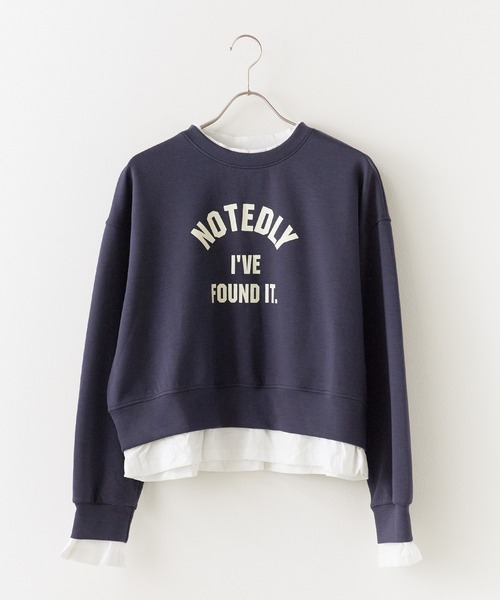 BLANK (ブランク)の「Layered Logo Sweat / 重ね着風ロゴスウェット 夏物 夏服(スウェット・レディース・ネイビー/グレー/ナチュラル・FREE)」の1枚目の写真