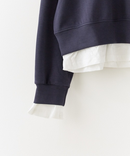 BLANK (ブランク)の「Layered Logo Sweat / 重ね着風ロゴスウェット 夏物 夏服(スウェット・レディース・ネイビー/グレー/ナチュラル・FREE)」の8枚目の写真