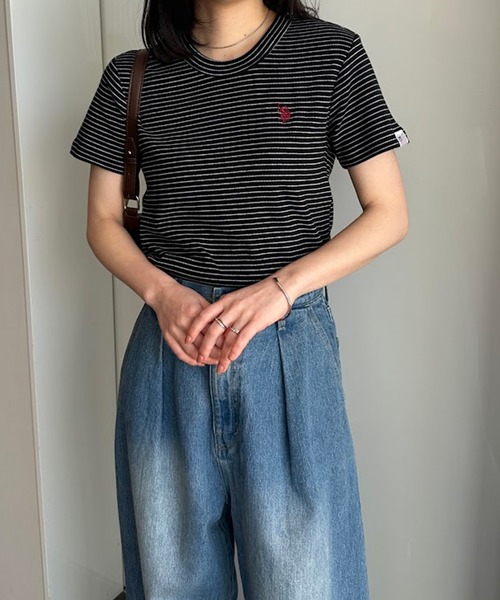 U.S. POLO ASSN.(ユーエスポロアッスン)の「【U.S.POLO ASSN.】 華奢見えコンパクトスムースTシャツ(Tシャツ/カットソー・レディース・サックスブルー/ホワイト/ピンク/ブラック×ホワイト/ネイビー・S/M/L/LL)」の16枚目の写真