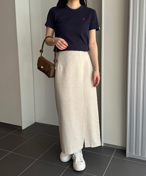 U.S. POLO ASSN.(ユーエスポロアッスン)の「【U.S.POLO ASSN.】 華奢見えコンパクトスムースTシャツ(Tシャツ/カットソー・レディース・サックスブルー/ホワイト/ピンク/ブラック×ホワイト/ネイビー・S/M/L/LL)」の10枚目の写真