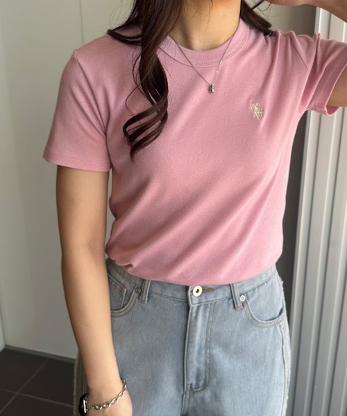 U.S. POLO ASSN.(ユーエスポロアッスン)の「【U.S.POLO ASSN.】 華奢見えコンパクトスムースTシャツ(Tシャツ/カットソー・レディース・サックスブルー/ホワイト/ピンク/ブラック×ホワイト/ネイビー・S/M/L/LL)」の20枚目の写真
