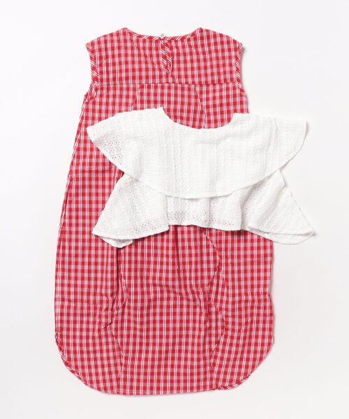 unica(ユニカ)の「カーデ付きチェック柄ウェーブラインワンピース(ワンピース・キッズ・レッド/ブラック・L/M/S/XL)」の3枚目の写真