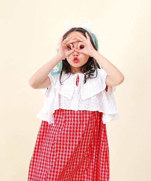 unica(ユニカ)の「カーデ付きチェック柄ウェーブラインワンピース(ワンピース・キッズ・レッド/ブラック・L/M/S/XL)」の17枚目の写真