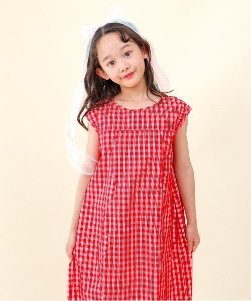 unica(ユニカ)の「カーデ付きチェック柄ウェーブラインワンピース(ワンピース・キッズ・レッド/ブラック・L/M/S/XL)」の18枚目の写真