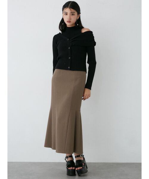 MURUA（ムルーア）の「レイヤードライクアシメニット（ニット/セーター・レディース・モカ/ブラック/ブルー・FREE）」の7枚目の写真