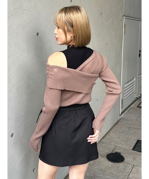 MURUA（ムルーア）の「レイヤードライクアシメニット（ニット/セーター・レディース・モカ/ブラック/ブルー・FREE）」の17枚目の写真