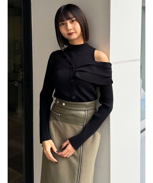 MURUA（ムルーア）の「レイヤードライクアシメニット（ニット/セーター・レディース・モカ/ブラック/ブルー・FREE）」の22枚目の写真