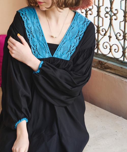 Unitage(ユニテージ)の「ボリュームスリーブワンピース(ワンピース・レディース・オレンジ/アイボリー/ブラック・FREE)」の14枚目の写真