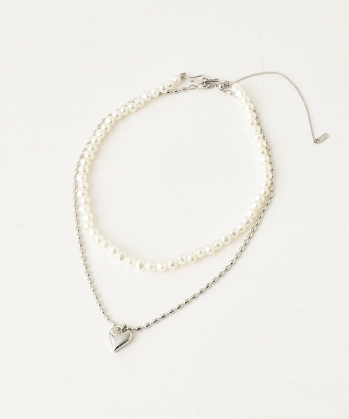DISCOAT（ディスコート）の「【GOLDY】パール×ハートチャーム2SETネックレス（ネックレス・レディース・ゴールド/シルバー・FREE）」の2枚目の写真