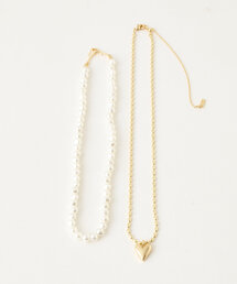 【GOLDY】パール×ハートチャーム2SETネックレス