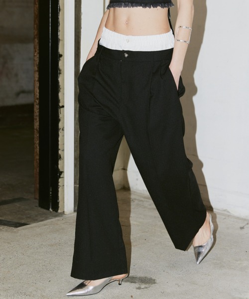 AIC.（エーアイシー）の「ダブルウエストスラックスルーズパンツ（スラックス・レディース・ブラック/チャコールグレー・FREE）」の12枚目の写真