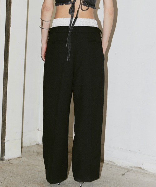 AIC.（エーアイシー）の「ダブルウエストスラックスルーズパンツ（スラックス・レディース・ブラック/チャコールグレー・FREE）」の13枚目の写真