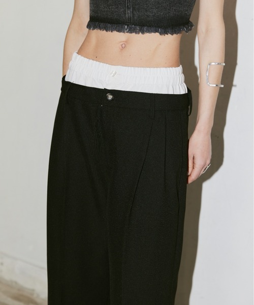 AIC.（エーアイシー）の「ダブルウエストスラックスルーズパンツ（スラックス・レディース・ブラック/チャコールグレー・FREE）」の14枚目の写真