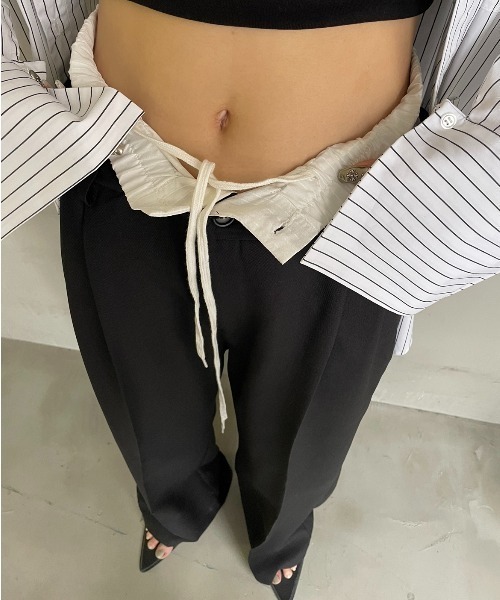 AIC.（エーアイシー）の「ダブルウエストスラックスルーズパンツ（スラックス・レディース・ブラック/チャコールグレー・FREE）」の16枚目の写真