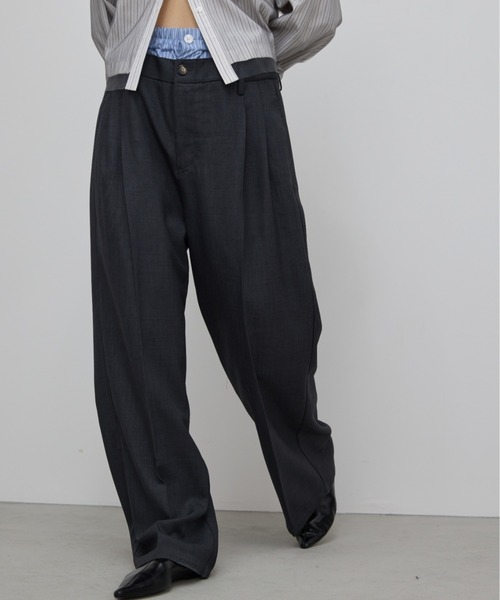 AIC.（エーアイシー）の「ダブルウエストスラックスルーズパンツ（スラックス・レディース・ブラック/チャコールグレー・FREE）」の20枚目の写真