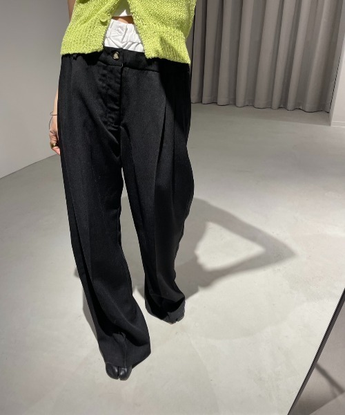 AIC.（エーアイシー）の「ダブルウエストスラックスルーズパンツ（スラックス・レディース・ブラック/チャコールグレー・FREE）」の10枚目の写真