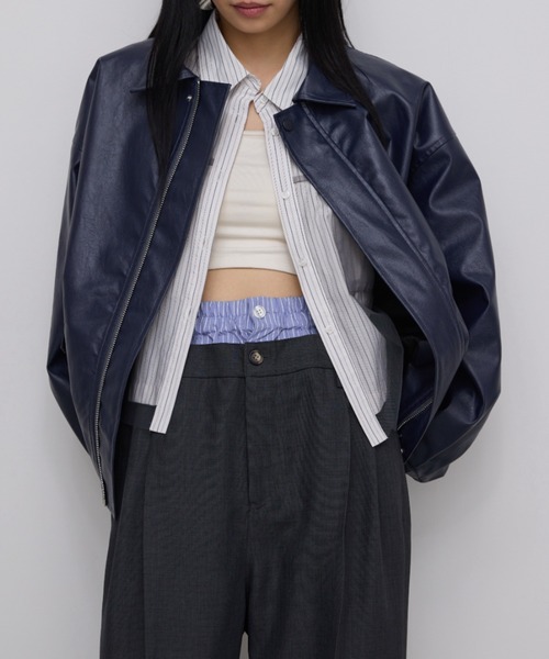 AIC.（エーアイシー）の「ダブルウエストスラックスルーズパンツ（スラックス・レディース・ブラック/チャコールグレー・FREE）」の18枚目の写真