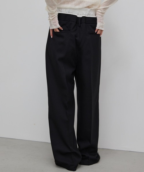 AIC.（エーアイシー）の「ダブルウエストスラックスルーズパンツ（スラックス・レディース・ブラック/チャコールグレー・FREE）」の6枚目の写真