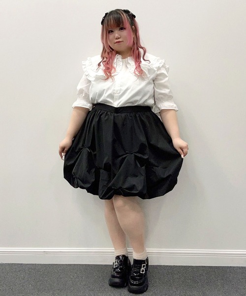DearMyLoveWhip(ディアマイラブホイップ)の「【大きいサイズ】メニーリボンバルーンミニスカート(スカート・レディース・ブラック/ベビーピンク/ブルーグレー/アイボリー・6L/5L/4L)」の21枚目の写真